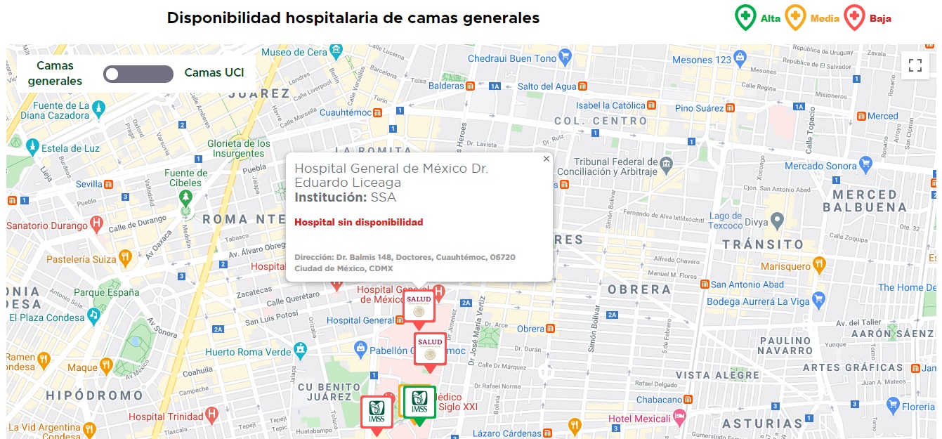 Hospital General de México, en Semáforo Rojo por COVID-19 - disponibilidad-de-camas-en-hospital-general-de-mexico