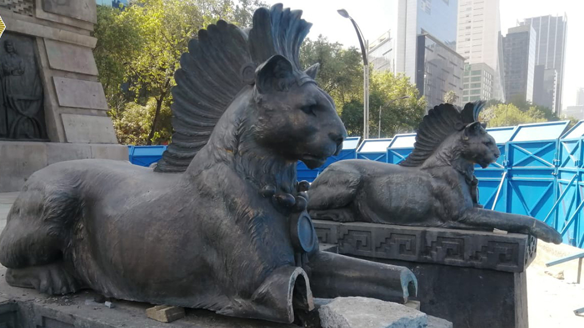 Cortan patas a pumas de monumento a Cuauhtémoc en CDMX