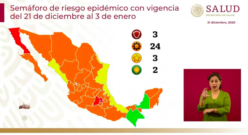México registró el lunes 5 mil 370 casos nuevos de COVID-19 y 396 muertos - semaforo-epidemiologico-1-1