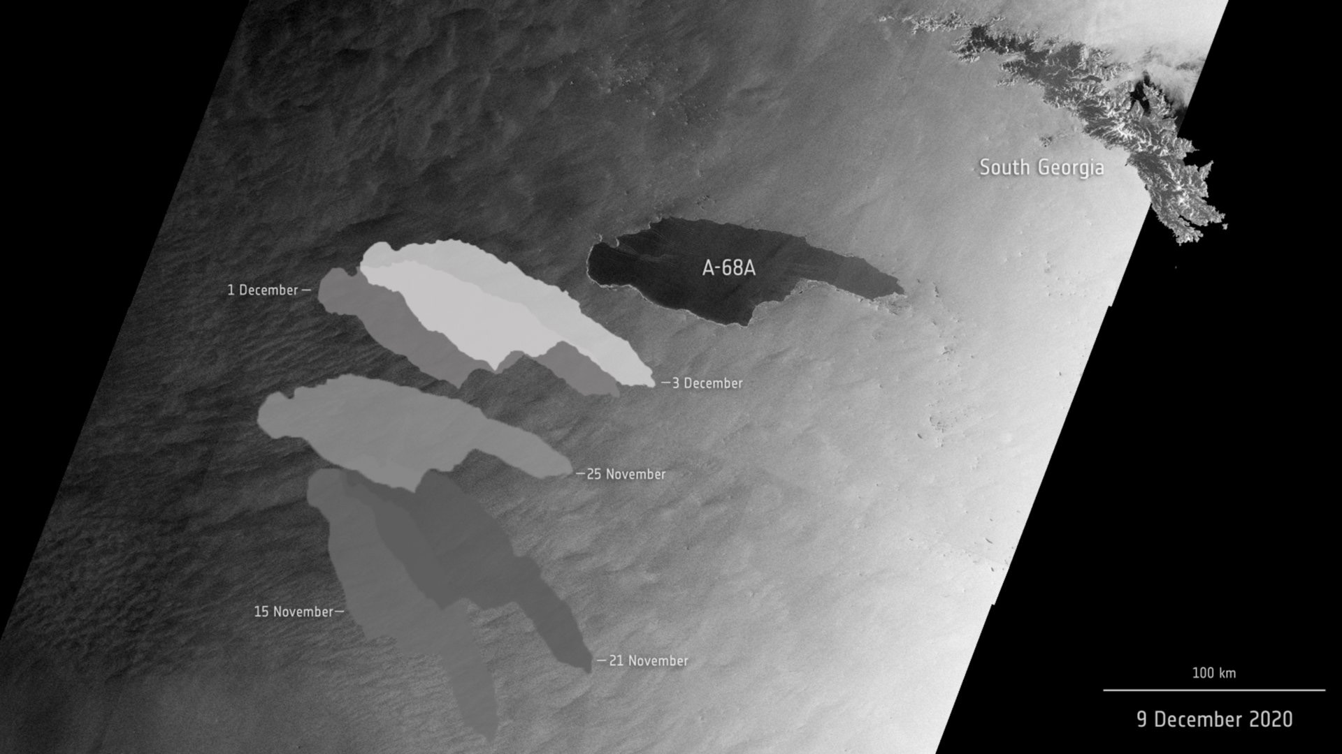 Un iceberg gigante se acerca a la isla de San Pedro, en el Océano Austral
