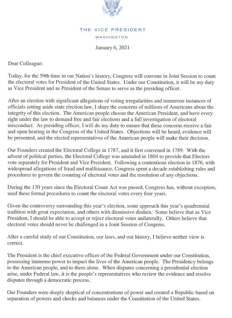 Mike Pence rompe con Trump; asegura que no tiene el poder de revocar la victoria de Biden - 01pence