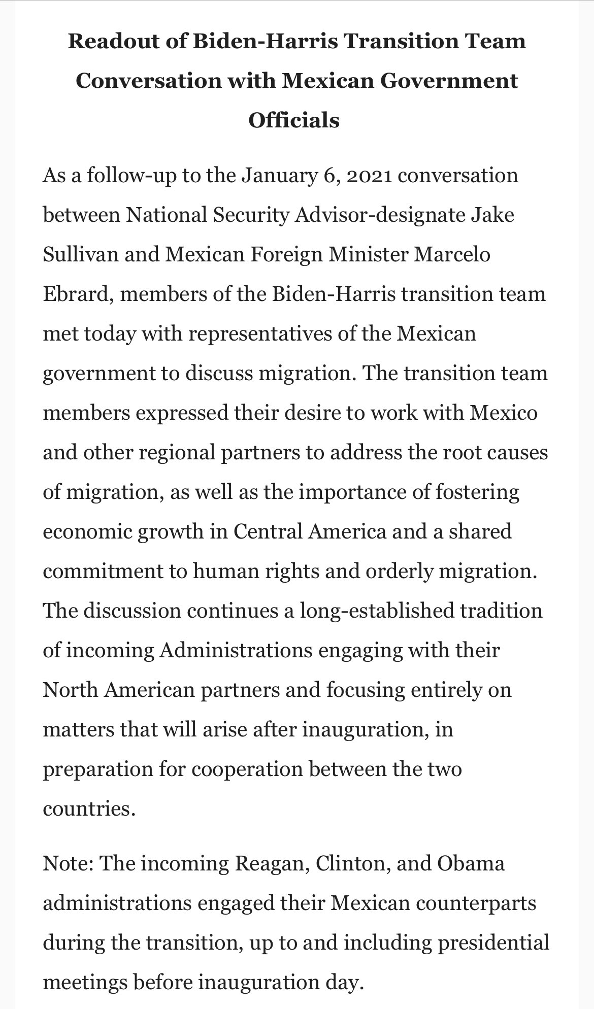 Relaciones Exteriores propone a equipo de Biden programa de desarrollo en Centroamérica y sur de México - biden-1