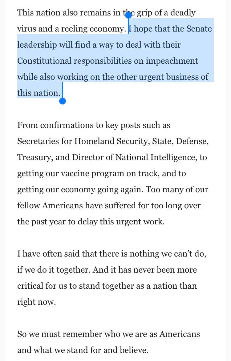 Biden pide al Senado sesionar antes para resolver destitución de Trump - biden2