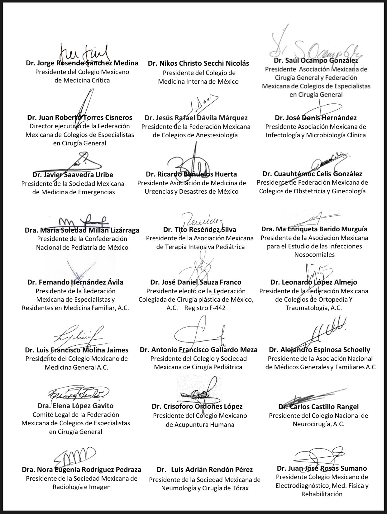 Asociaciones médicas facilitan al Gobierno listas de médicos privados para vacunación contra COVID-19 - carta-asociaciones-medicas-a-gobierno-federal-firmas