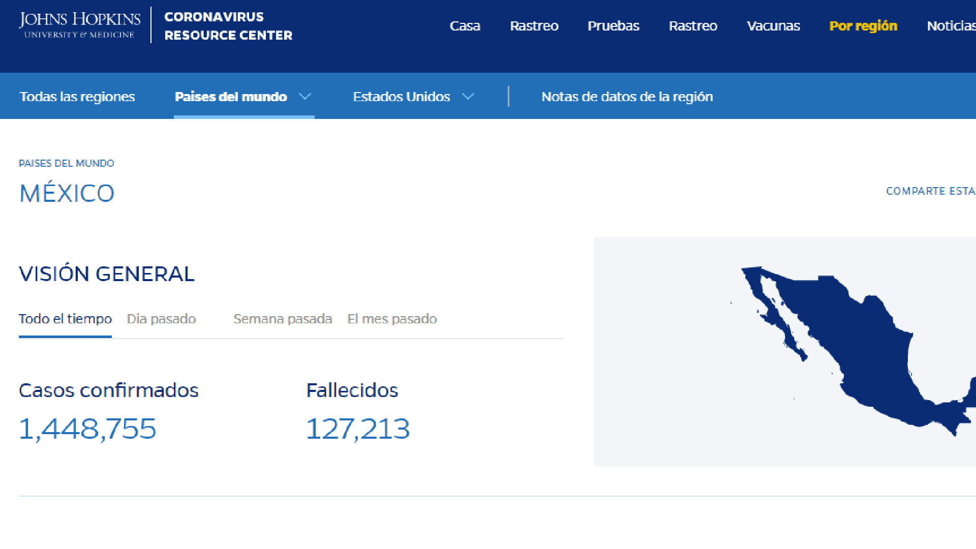 México, el país con mayor tasa de letalidad por COVID-19: Johns Hopkins - covid2