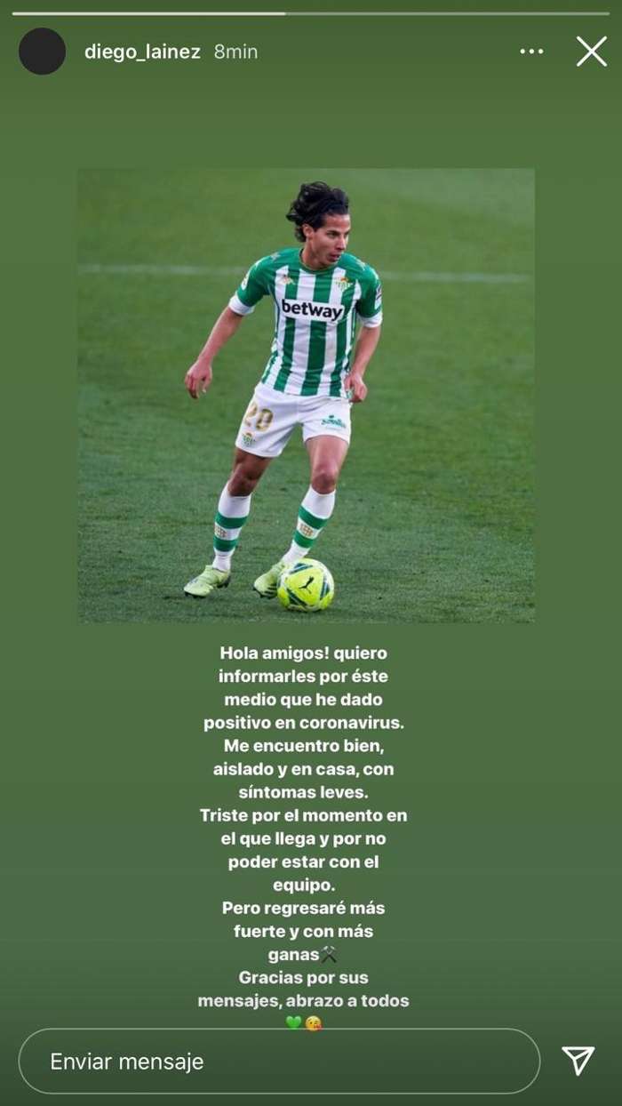 Diego Lainez da positivo a COVID-19; tiene síntomas leves y se mantendrá aislado - diego-lainez