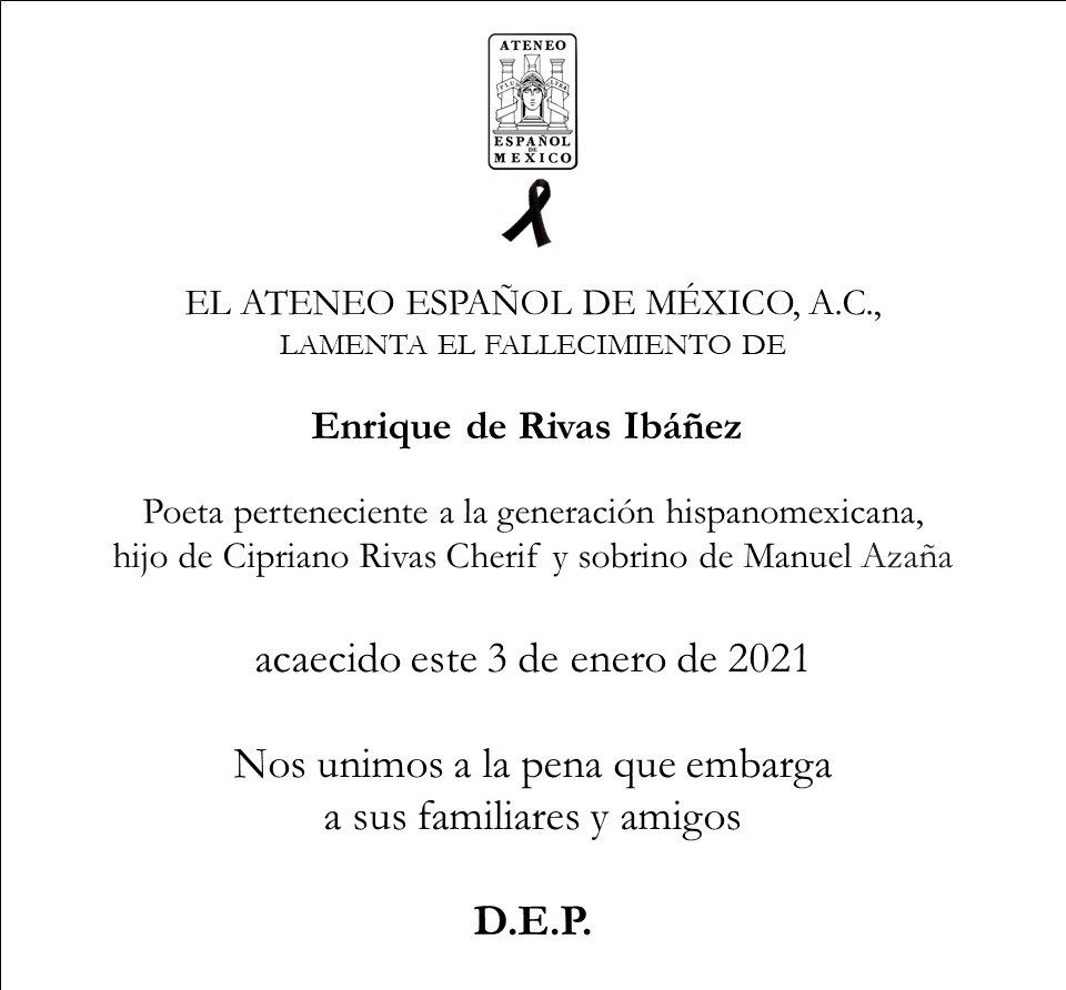Murió a los 89 años el poeta Enrique de Rivas Ibáñez - esquela-de-enrique-de-rivas