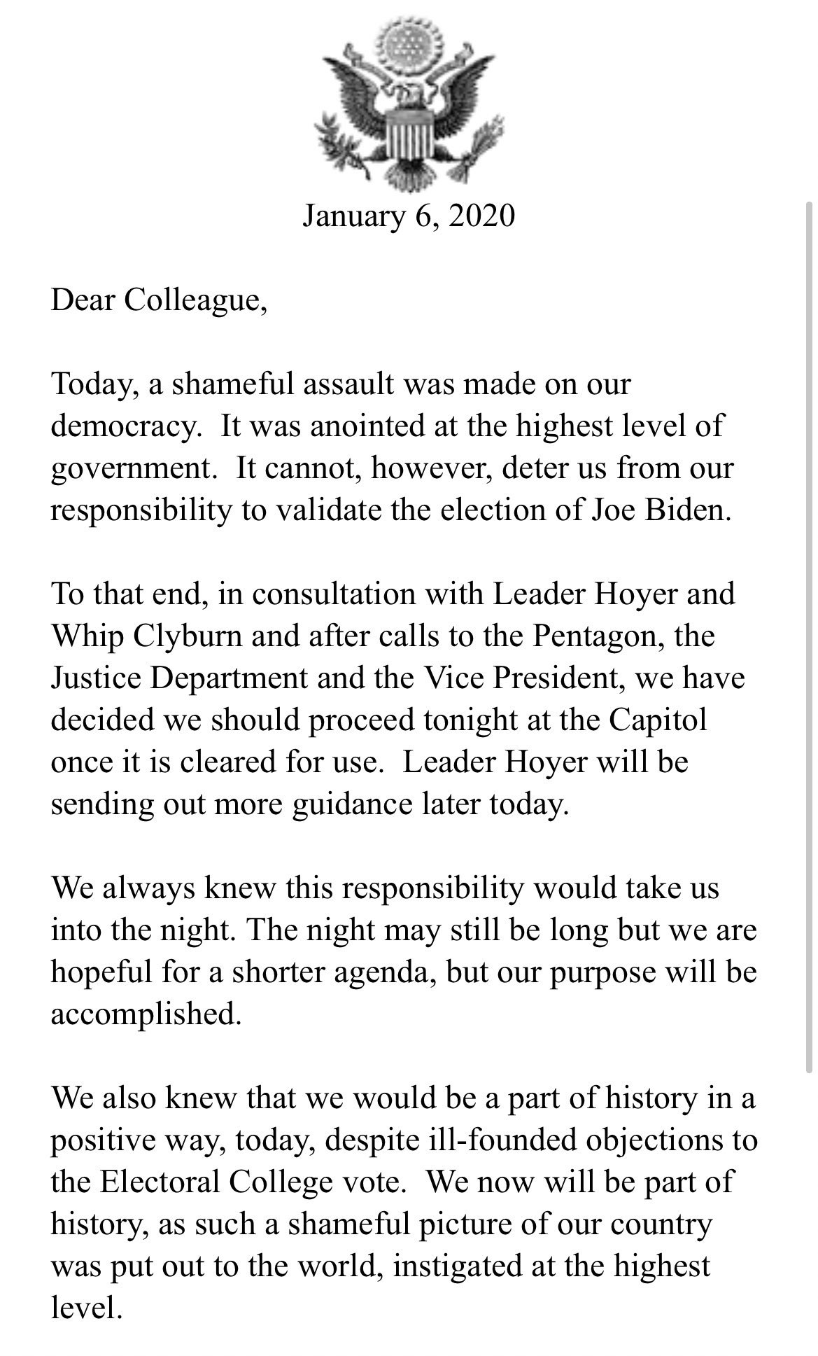 Esta noche se reanuda la sesión del Congreso de EE.UU. para ratificar elección, confirma Nancy Pelosi - pelosi