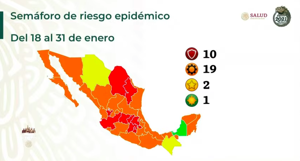 Se duplica el número de estados en Semáforo Rojo en México; solo Campeche permenecerá en verde - semaforo-epidemiologico