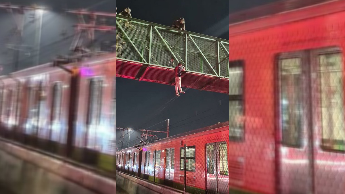 #Video Rescatan a hombre que intentó arrojarse a vías del Metro desde puente peatonal