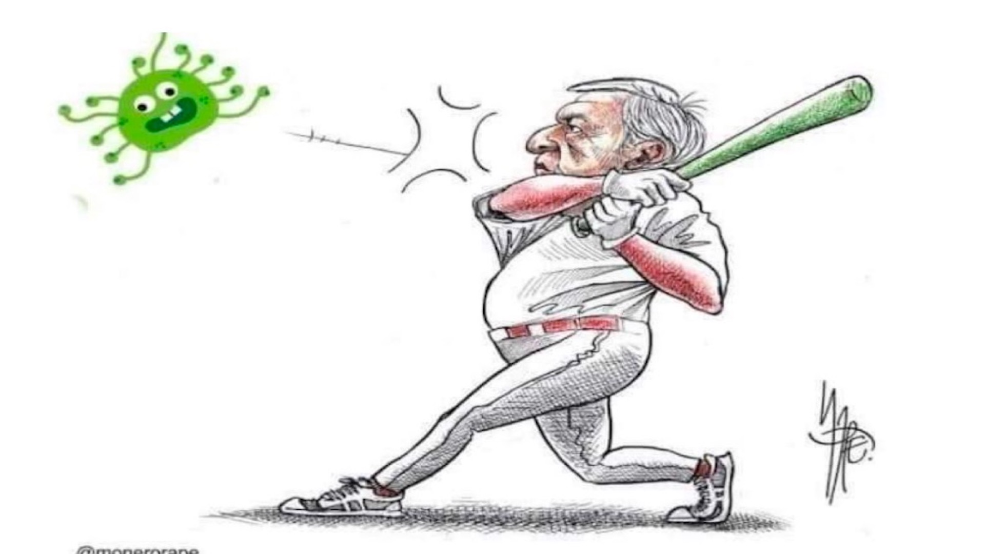 Gobierno de México retira imagen de AMLO bateando al COVID-19 tras críticas