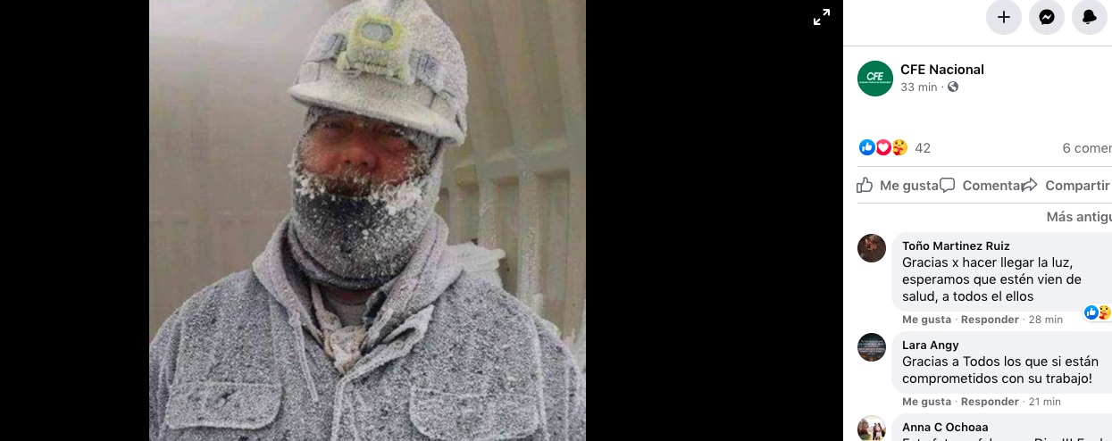 Con imágenes 'fake', CFE agradece a trabajadores que apoyaron al restablecimiento de la electricidad - cfe-1