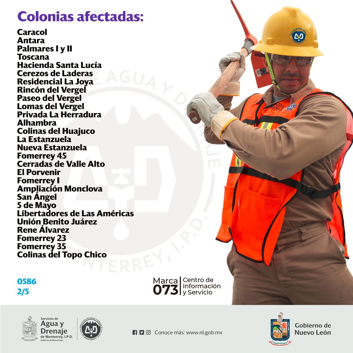 Falla eléctrica provoca cortes de agua en tres municipios de Nuevo León - nvoleonagua02