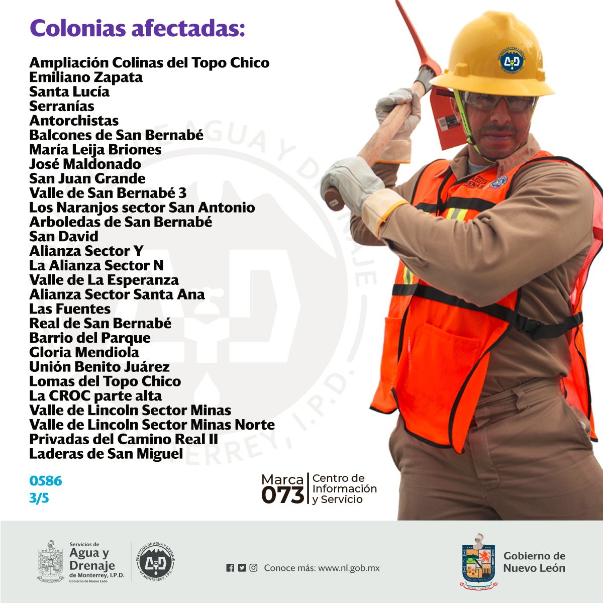 Falla eléctrica provoca cortes de agua en tres municipios de Nuevo León - nvoleonagua03