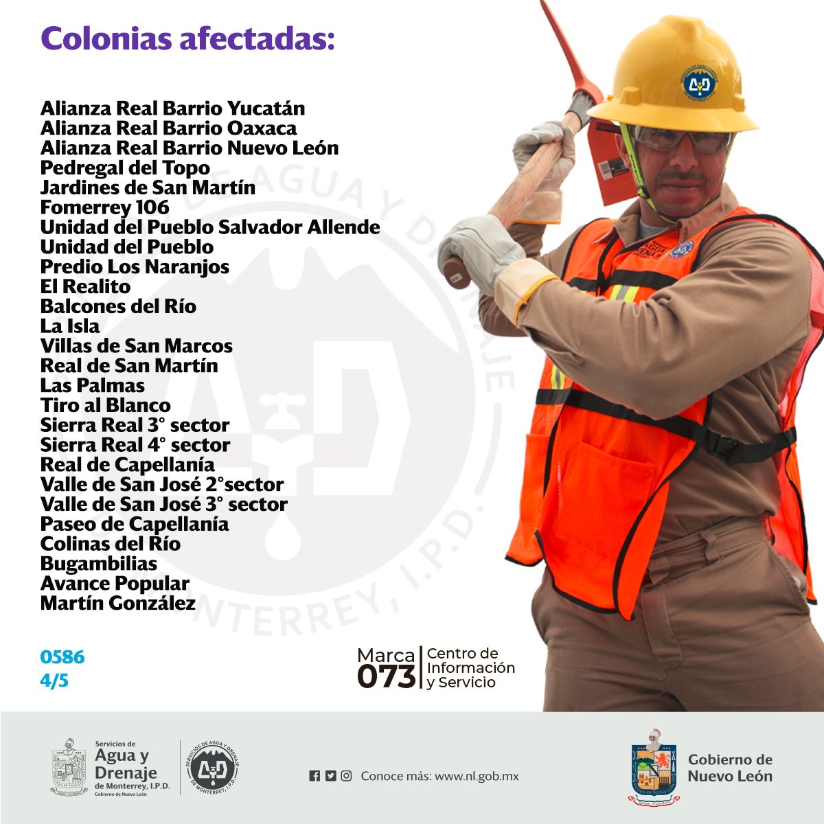 Falla eléctrica provoca cortes de agua en tres municipios de Nuevo León - nvoleonagua04