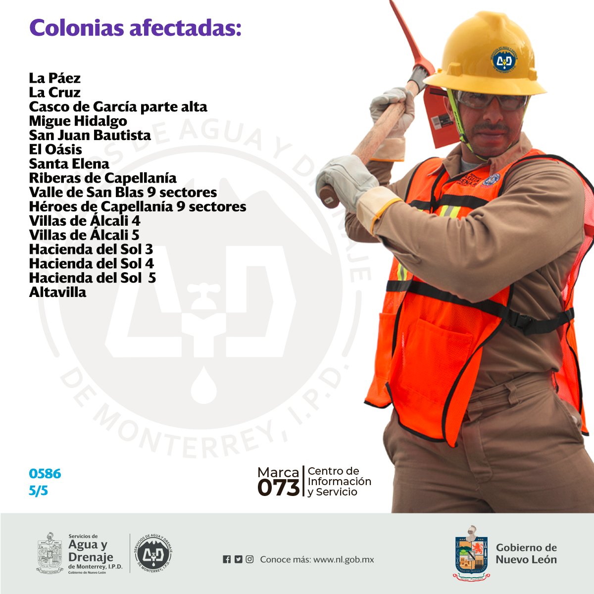 Falla eléctrica provoca cortes de agua en tres municipios de Nuevo León - nvoleonagua05