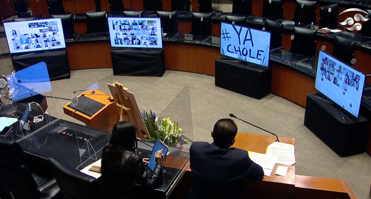 Exhiben carteles con la frase “Ya Chole” en sesión del Senado