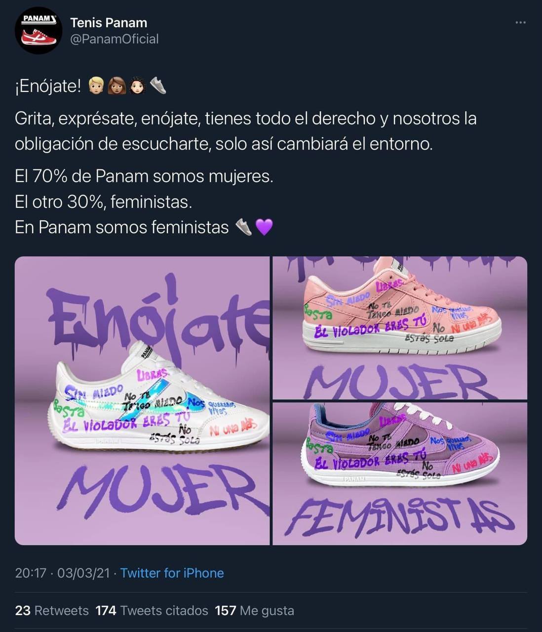 Panam genera polémica por tenis con pintas feministas - campana-de-panam-con-tenis-intervenidos-con-pintas-feministas