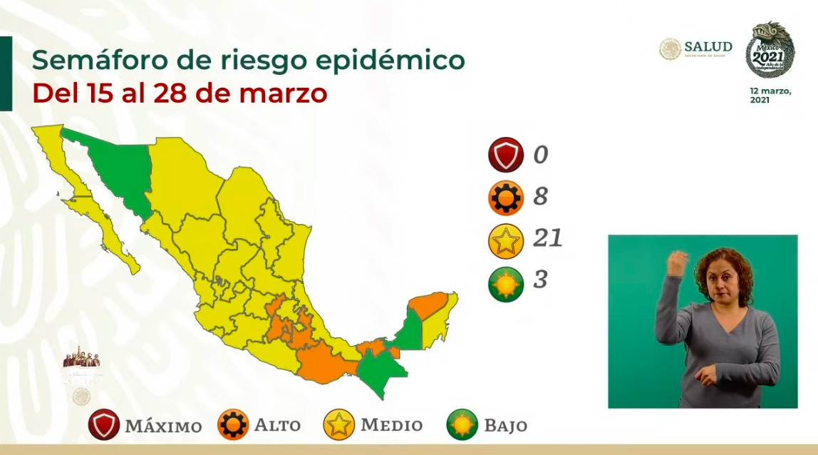 Semáforo Epidemiológico: la mayoría de estados se mantienen en Amarillo; Sonora el tercer estado en Verde - captura-de-pantalla-2021-03-12-a-las-191641