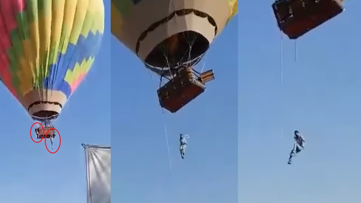 #Video Hombres se salvan de caer de globo aerostático en Teotihuacan