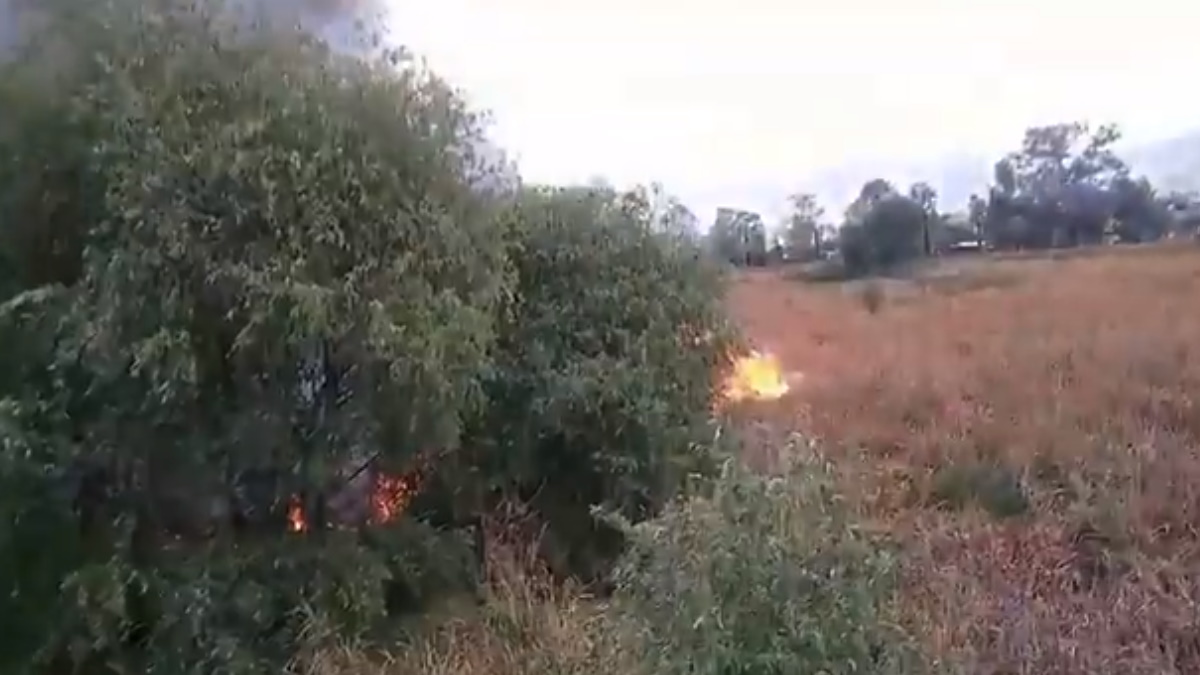 #Video Fuerte incendio consume pastizal entre Edomex y Ciudad de México