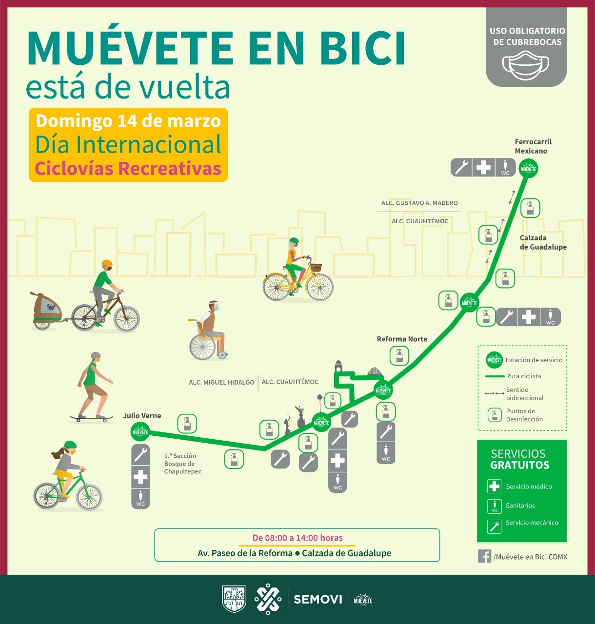 Seguirá CDMX en Semáforo Naranja por COVID-19; reabren casinos, boliches y parques de diversiones - muevete-en-bici-reapertura-14marzo