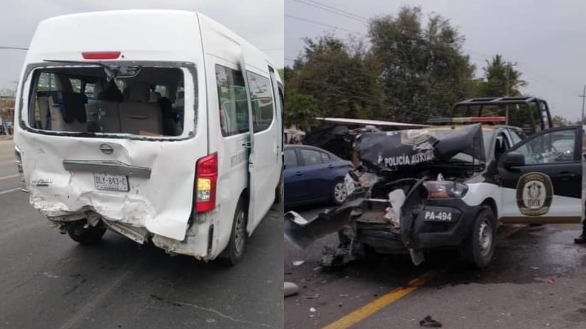 Patrulla impacta en Veracruz a camioneta con personal del IMSS; hay cuatro lesionados Patrulla impacta en Veracruz a camioneta con personal del IMSS; hay cuatro lesionados