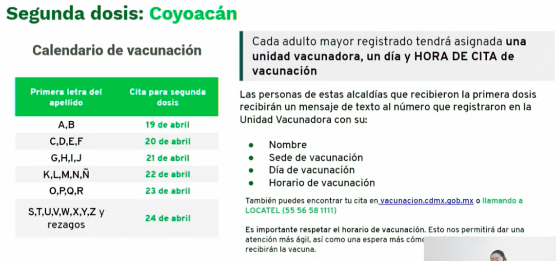 Inicia vacunación con segunda dosis en Coyoacán y Venustiano Carranza - calendario-coyoacan