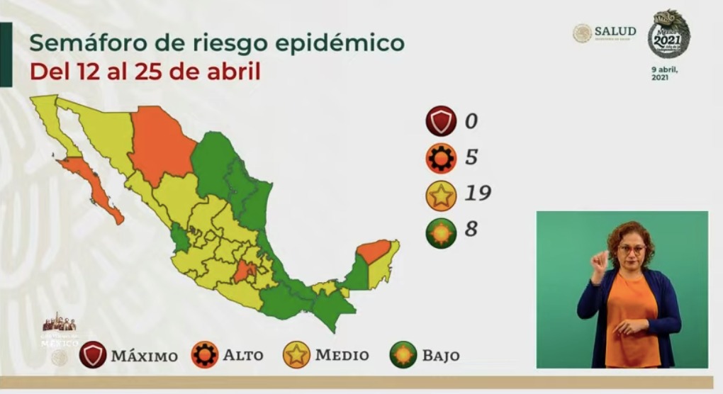 Aumenta a 8 el número de estados en Semáforo Verde por COVID-19; la mayoría de entidades se mantienen en Amarillo - semaforo-epidemico