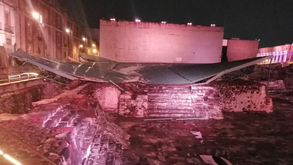 AMLO afirma que serán reparados daños en Templo Mayor tras granizada