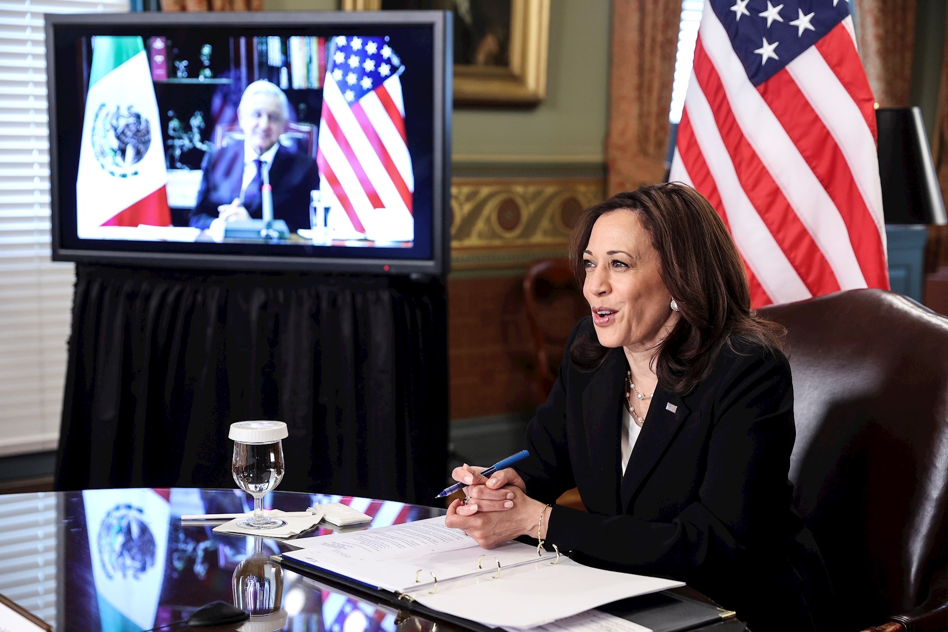 Diálogo del presidente López Obrador con vicepresidenta de Estados Unidos, Kamala Harris