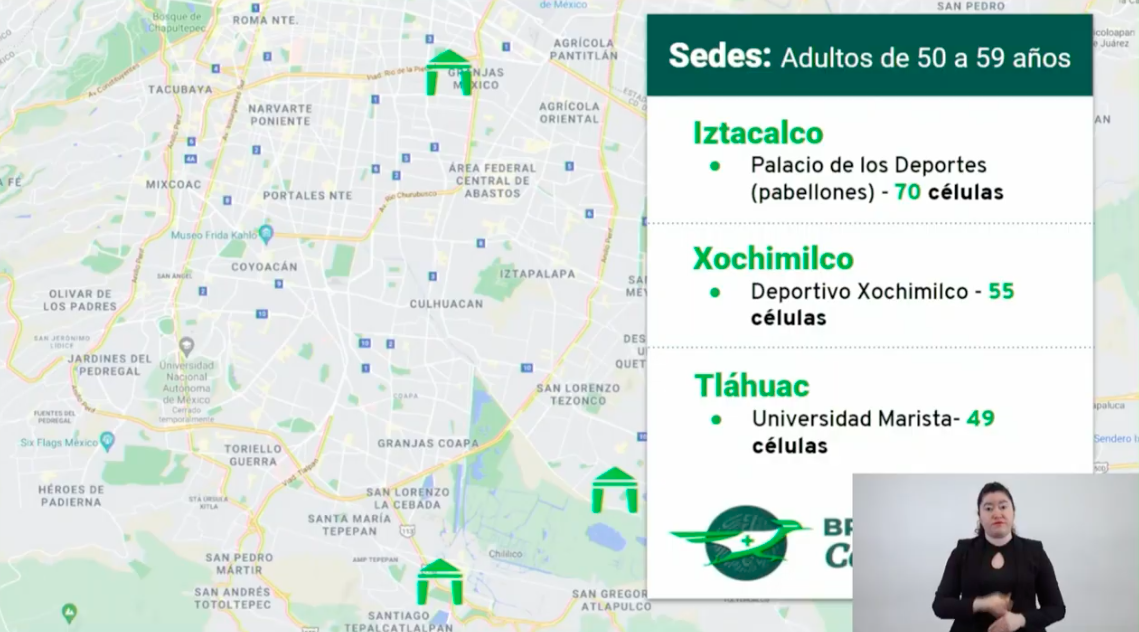 Iniciará vacunación de personas de 50 a 59 años en Iztapalapa, Iztacalco, Xochimilco y Tláhuac - sedes1