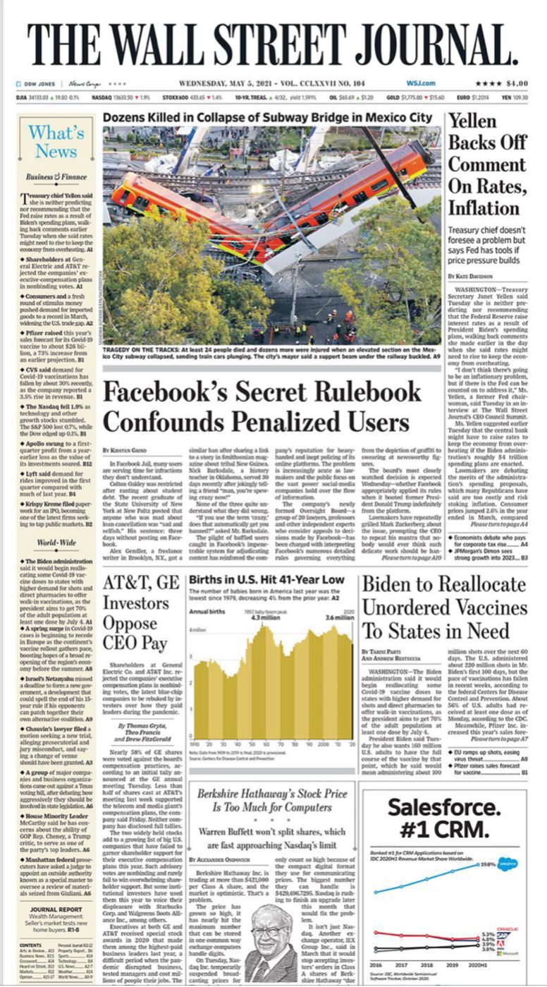 Así la tragedia del Metro en las primeras planas de los periódicos más importantes del mundo - the-wall-street-journal-metro