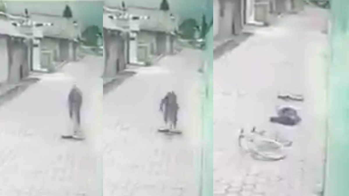 #Video Ciclista se atora en hoyo, cae de boca y muere