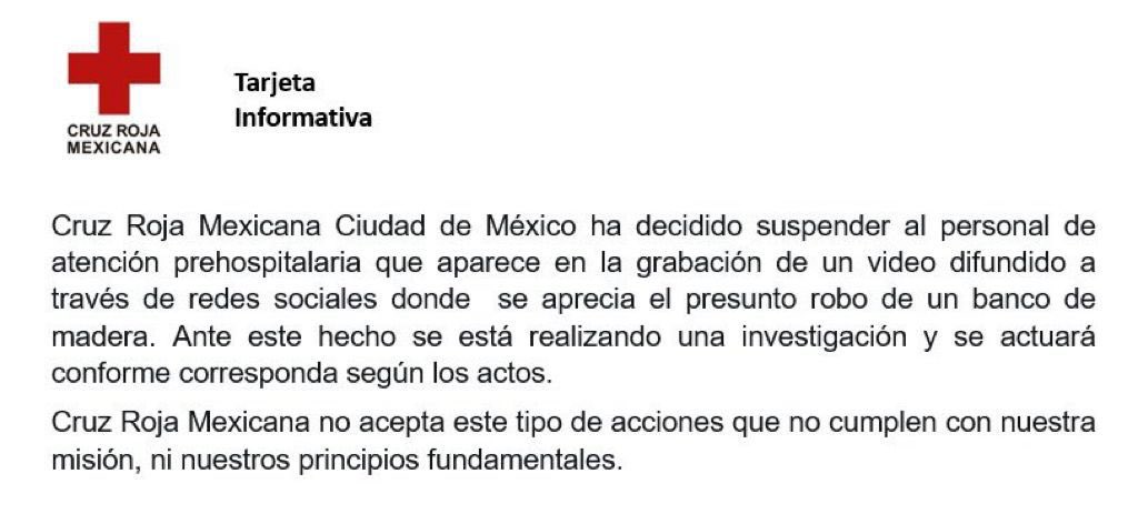 #Video Cruz Roja suspende a personal que robó un banco en una tienda - comunicado-cr