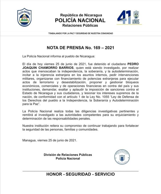 Continúan detenciones de opositores al régimen de Ortega en Nicaragua - detencion-nicaragua