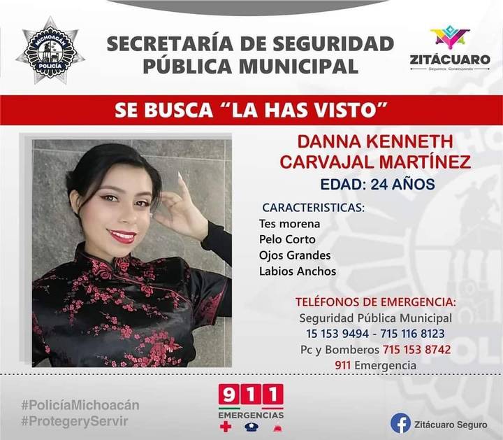 Hallan muerta en Michoacán a joven reportada como desaparecida - ficha-de-busqueda-de-danna-kenneth