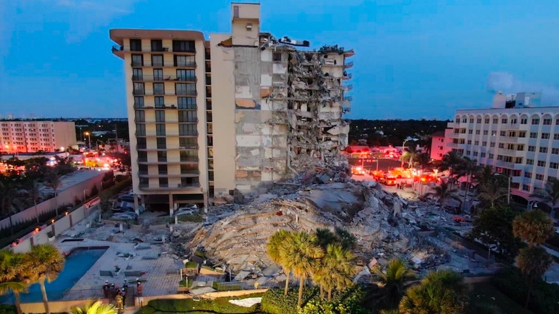 Incendio entre escombros de edificio dificulta labores de rescate en Miami