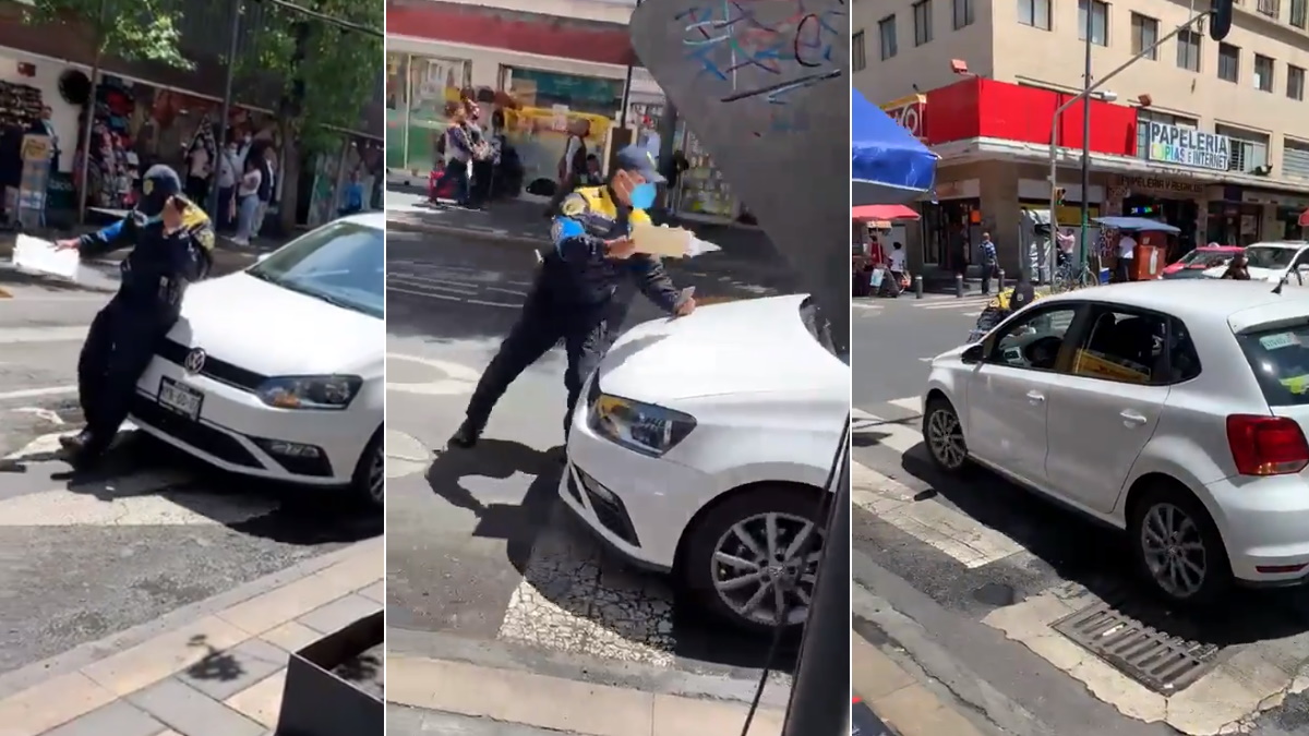#Video Sujeto atropella a policía para evitar infracción
