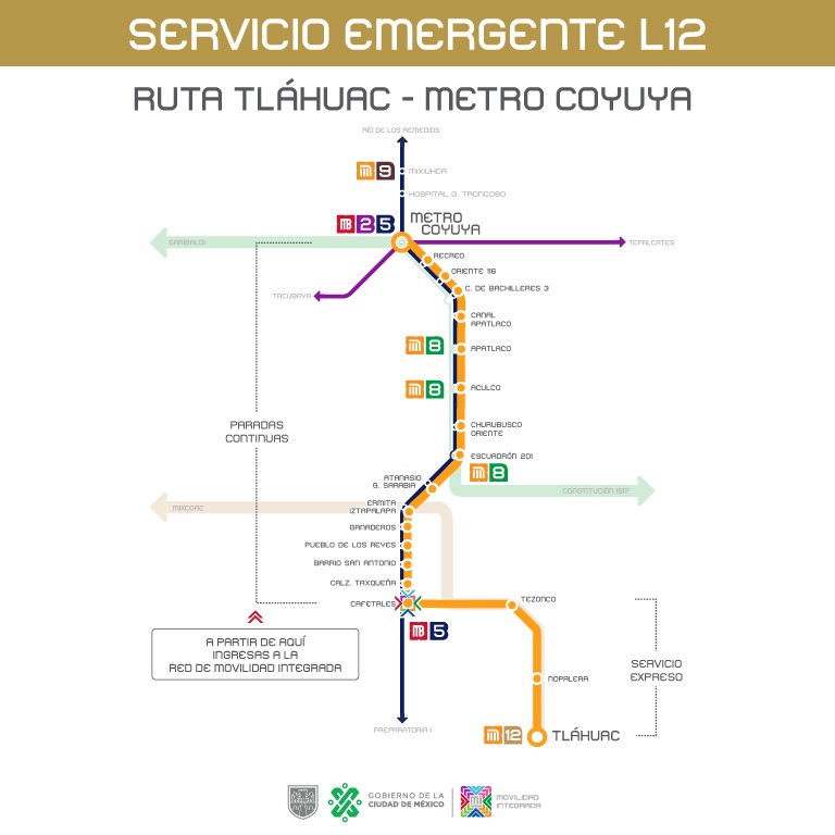 Semovi implementará Metrobús de Tláhuac a Metro Coyuya - servicio-emergente-l12-metrobus-tlahuac-coyuda