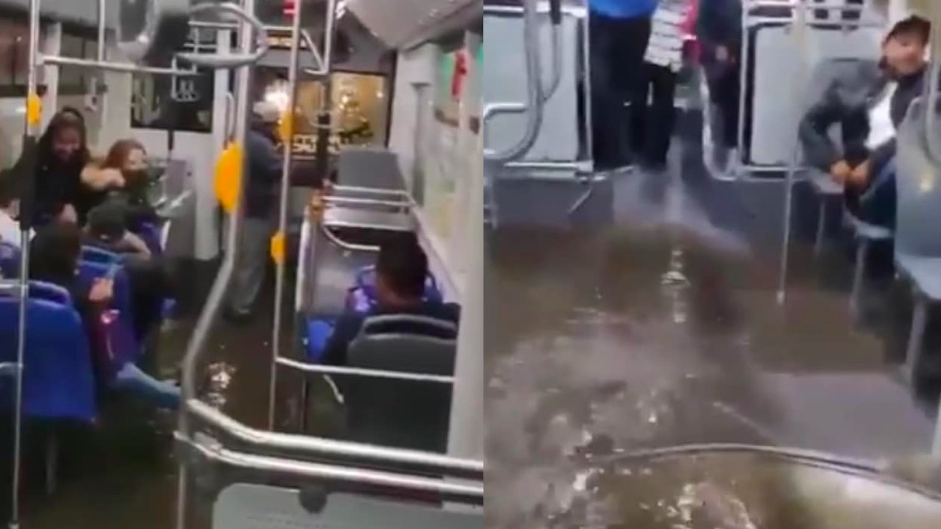 #Video Fuertes lluvias provocan inundación del trolebús en Tláhuac