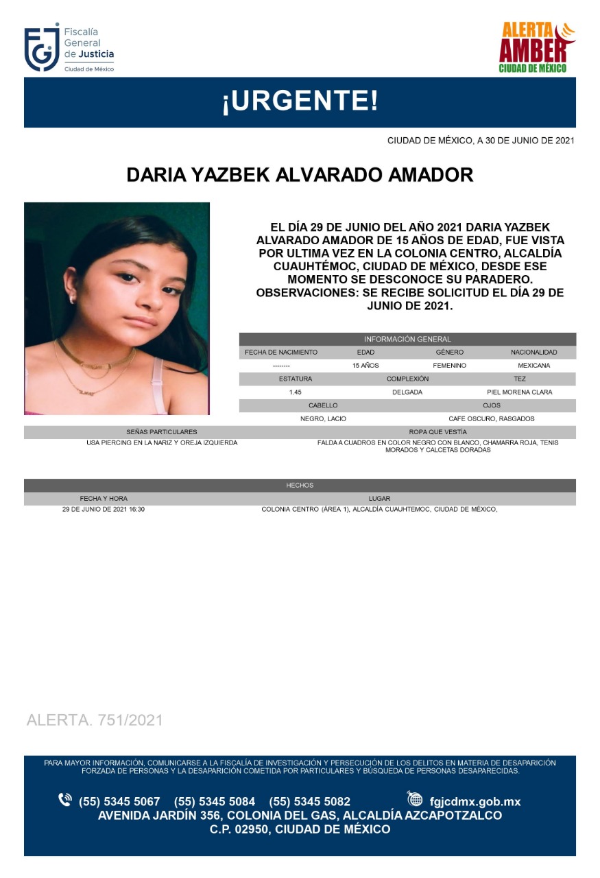 Familiares exigen con protesta búsqueda de Daría Yazbek, desaparecida en CDMX - alerta-amber-de-daria-yazbeck-alvarado-amador
