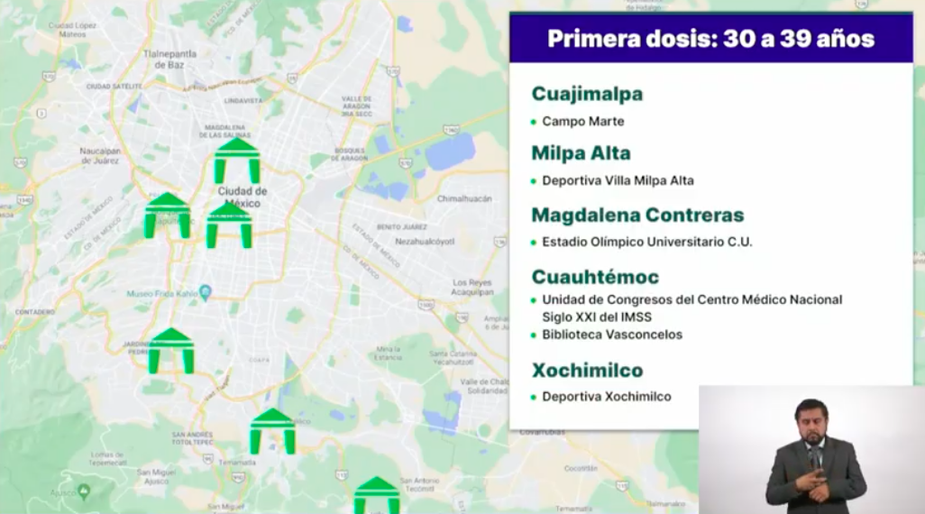 Estas serán las sedes para la aplicación de vacunas contra COVID-19 en la Ciudad de México la próxima semana - sedes