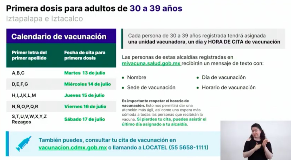 Iniciará vacunación de 30 a 39 años en Iztapalapa e Iztacalco - vacunacion