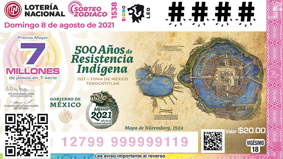 Lotería Nacional lanza billete especial por los 500 años de la resistencia indígena