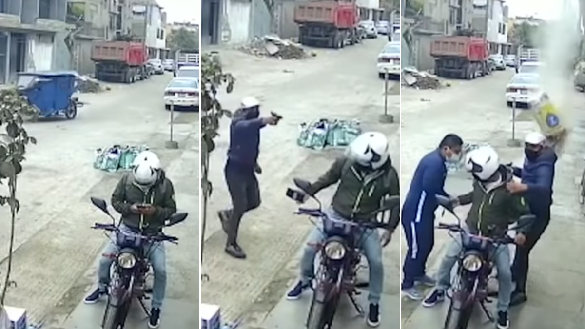 #Video Obreros lanzan costal de cemento para frustrar asalto