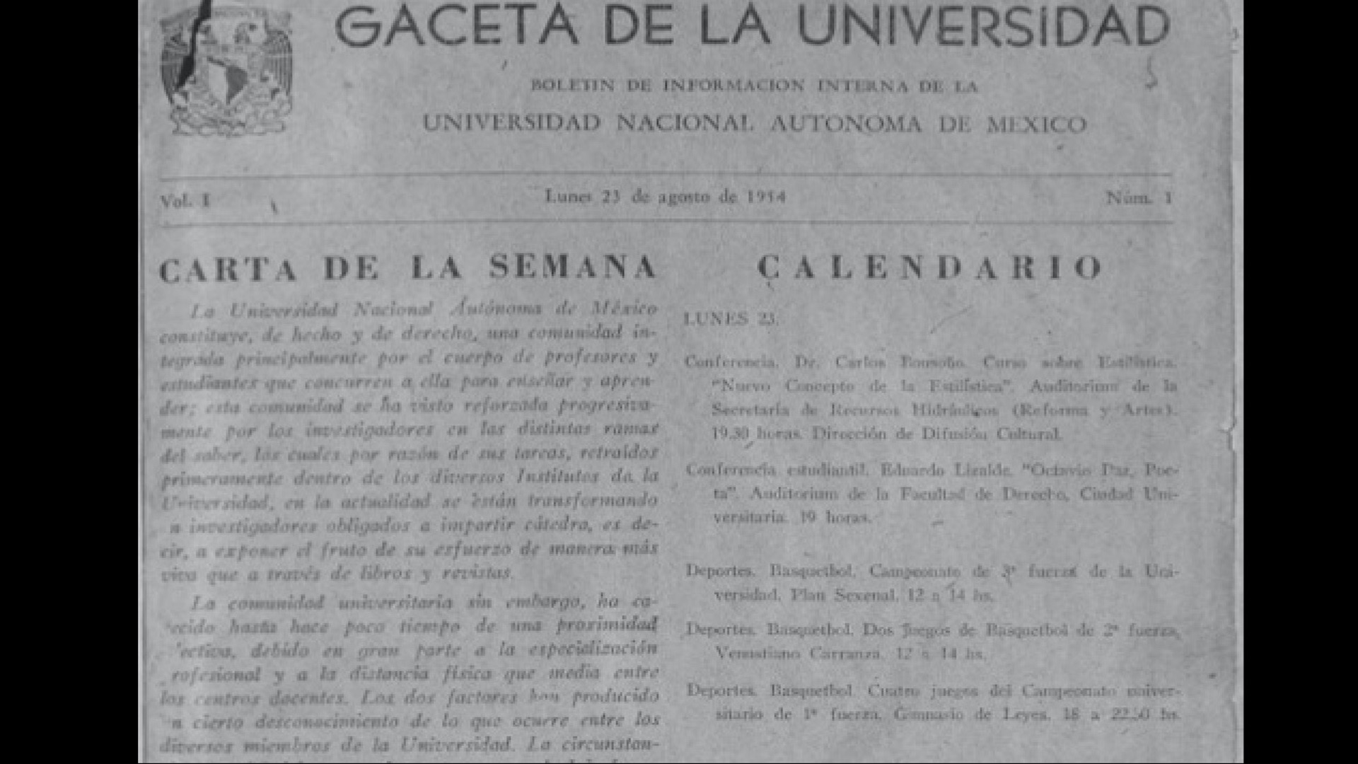 La Gaceta de la UNAM cumple 67 años; checa aquí su primer ejemplar