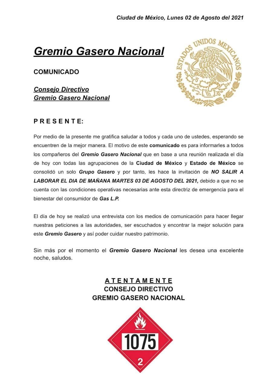 Gaseros entran en paro nacional por precios máximos al gas LP - gremio-gasero-nacional