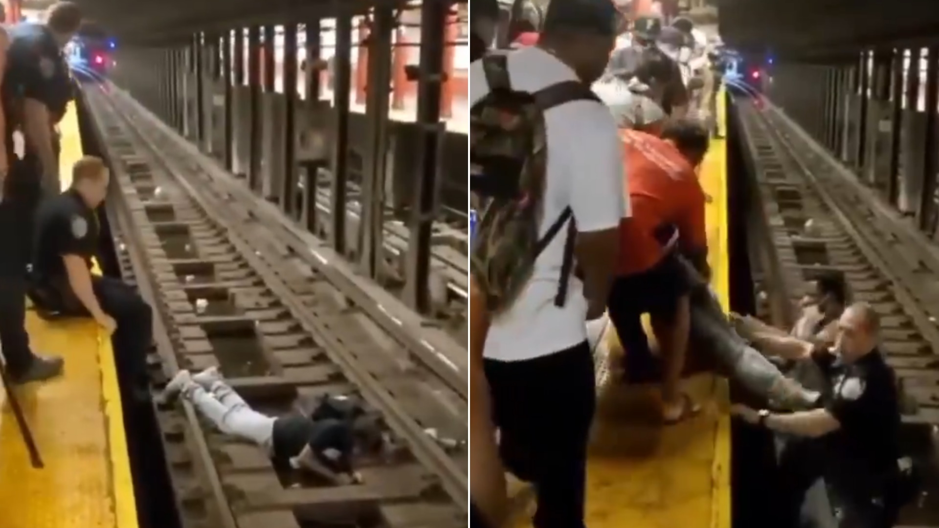 #Video Policía rescata a persona que cayó a las vías del Metro en Nueva York