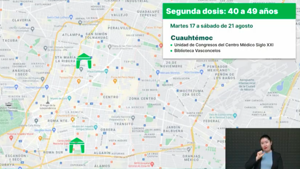 Iniciará vacunación de 18 a 29 años en Xochimilco; aplicarán segunda dosis de 40 a 49 en Cuauhtémoc - sedes-cuauhtemoc